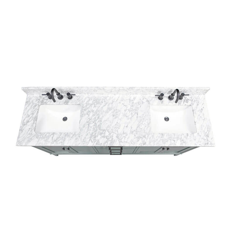 Madison 72 Double Vanity White Smoke Green in Carrara White Marble