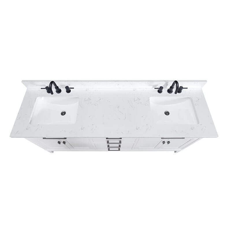 Madison 72 inch Double Vanity in Cala White Engineered Stone