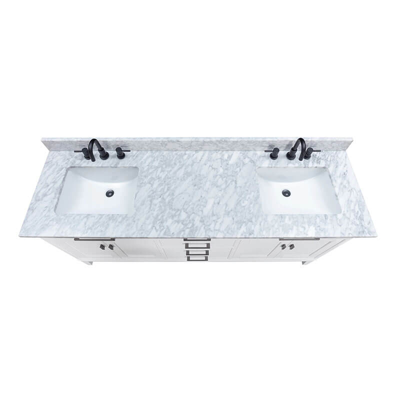 Madison 72 inch Double Vanity in Carrara White Marble