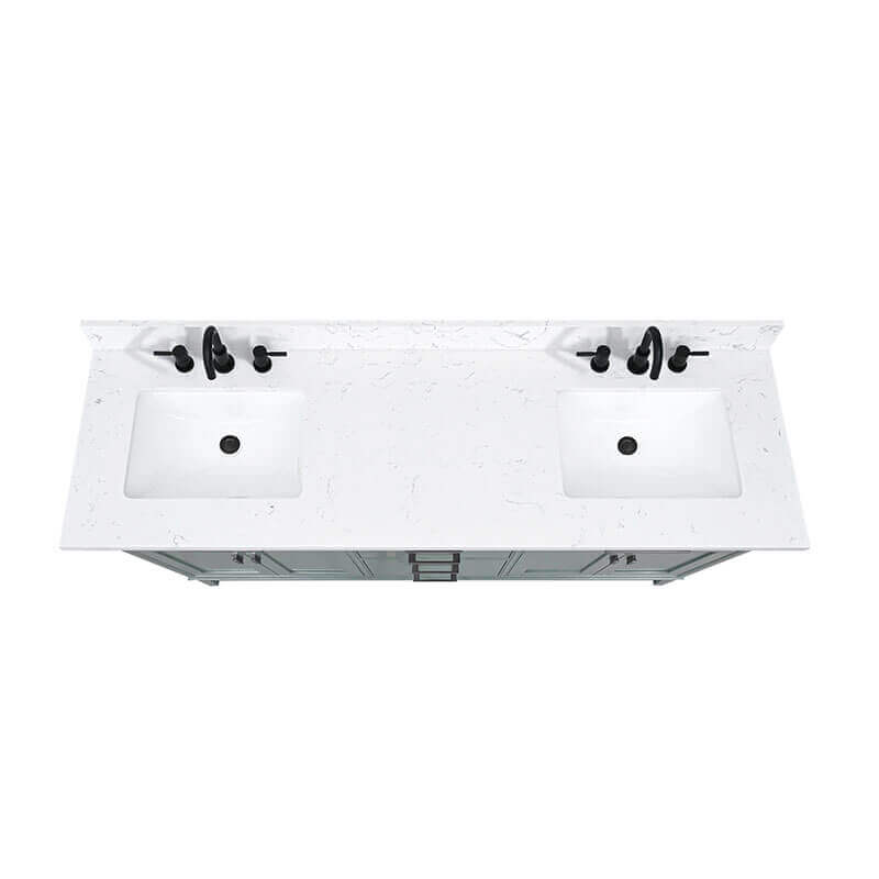 Madison 72 inch Double Vanity White Smoke Green in Cala White Engineered Stone