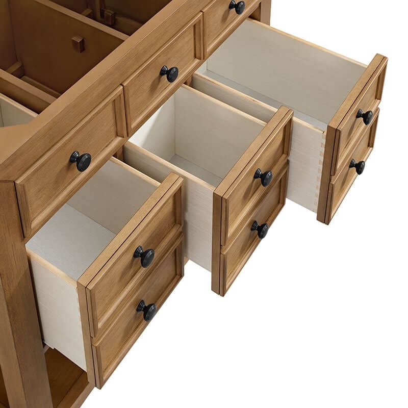 Malibu 36 Inch Single Vanity Amber Birch Three Double Height Drawers