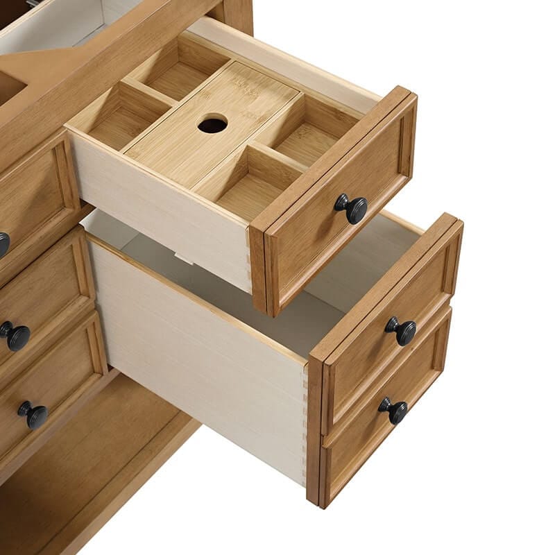 Malibu 48 Inch Single Vanity Amber Birch Removable Bamboo Drawer Organizer