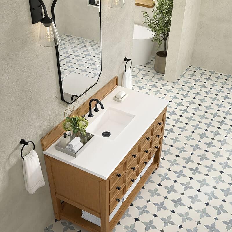 Malibu 48 Inch Single Vanity With White Zeus Silestone Top