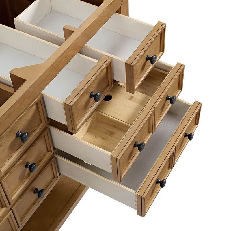 Malibu 60 Inch Single Vanity Amber Birch Removable Bamboo Drawer Organizer