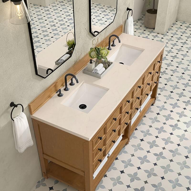 Malibu 72" Double Vanity Amber Birch With Eternal Marfil Top