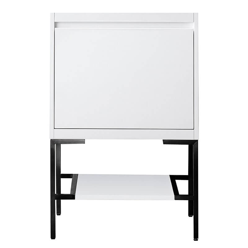 Mantova 23.6 Inch Single Vanity in Glossy White With Matte Black Base With Cabinet Only