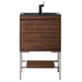 Mantova 23.6 Inch Single Vanity in Mid Century Walnut With Brushed Nickel Base With Matte Black Base