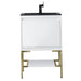 Mantova 23.6" Single Vanity in Glossy White With Champagne Brass Base With Charcoal Black Composite Stone Top