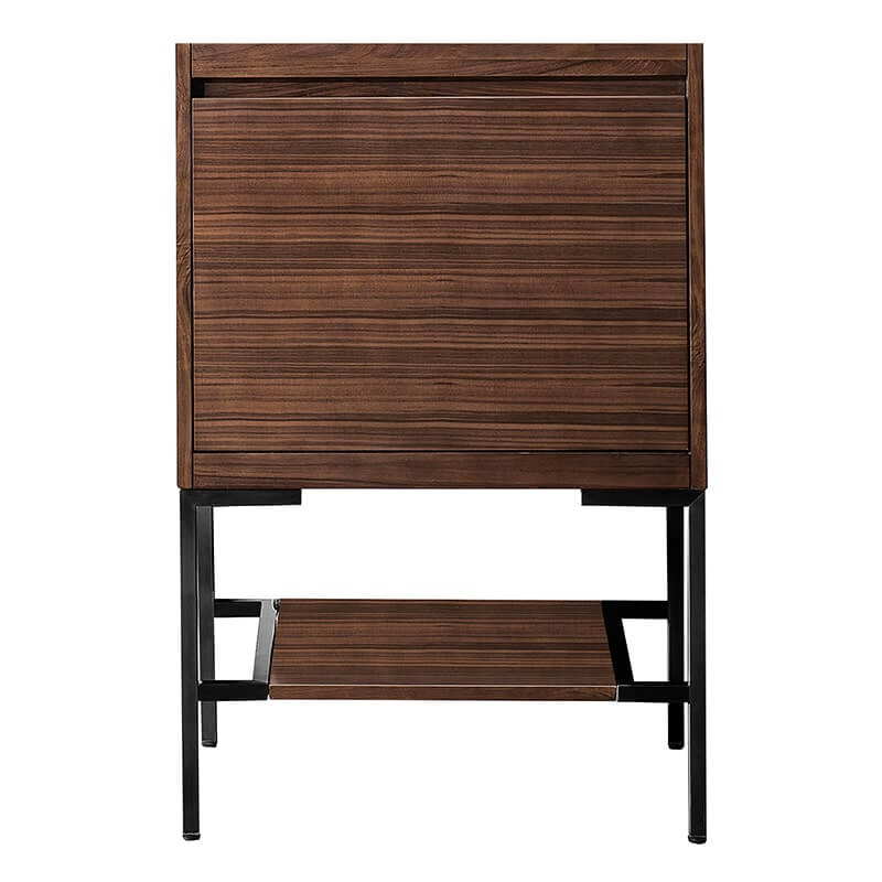 Mantova 23.6" Single Vanity in Mid Century Walnut With Matte Black Base Cabinet Only