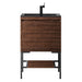 Mantova 23.6" Single Vanity in Mid Century Walnut With Matte Black Base With Charcoal Black Composite Stone Top