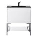 Mantova 31.5 Inch Single Vanity in Glossy White With Brushed Nickel Base With Charcoal Black Composite Stone Top
