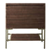 Mantova 31.5 Inch Single Vanity in Mid Century Walnut With Champagne Brass Base Cabinet Only