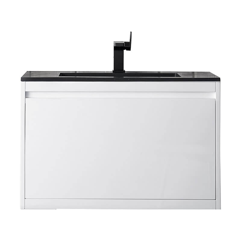 Mantova 31.5" Single Vanity in Glossy White Without Base With Charcoal Black Composite Stone Top