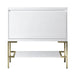 Mantova 35.4" Single Vanity in Glossy White With Champagne Brass Base Cabinet Only
