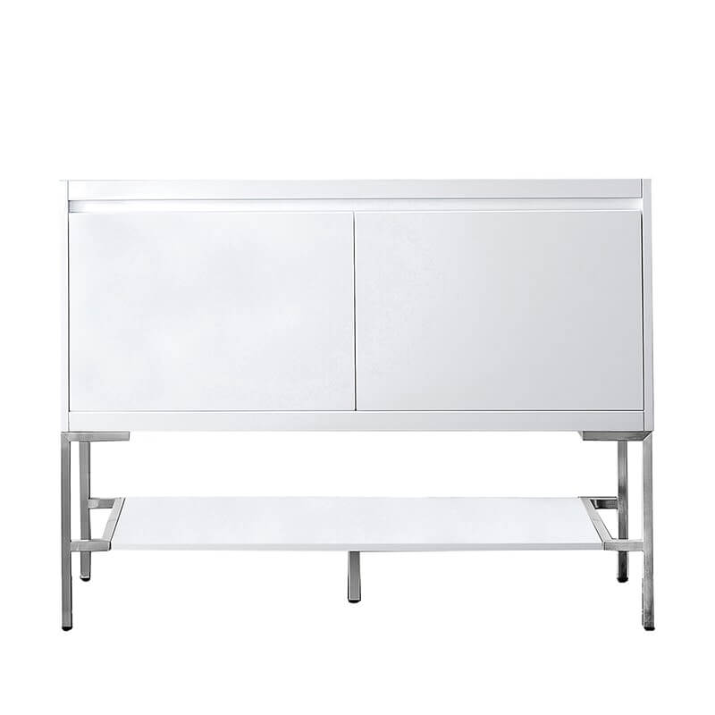 Mantova 47.3 Inch Single Vanity in Glossy White With Brushed Nickel Base Cabinet Only