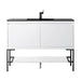 Mantova 47.3 Inch Single Vanity in Glossy White With Matte Black Base With Charcoal Black Composite Stone Top