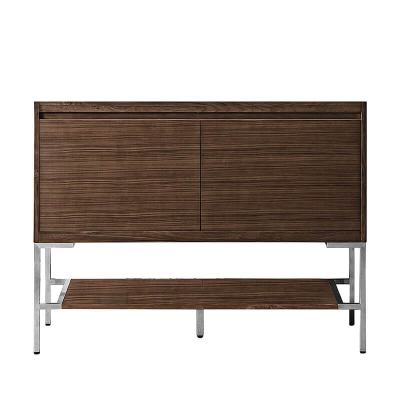 Mantova 47.3 Inch Single Vanity in Mid Century Walnut With Brushed Nickel Base Cabinet Only