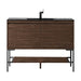 Mantova 47.3 Inch Single Vanity in Mid Century Walnut With Matte Black Base With Charcoal Black Composite Stone Top