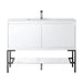 Mantova 47.3" Single Vanity in Glossy White With Matte Black Base With Glossy White Composite Stone Top