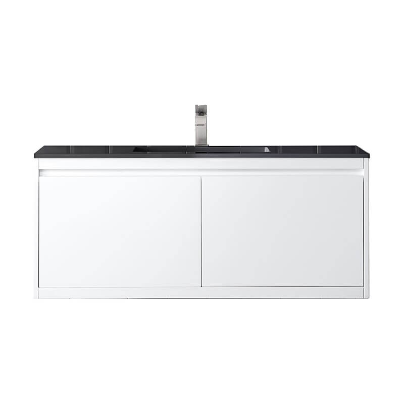 Mantova 47.3" Single Vanity in Glossy White Without Base With Charcoal Black Composite Stone Top