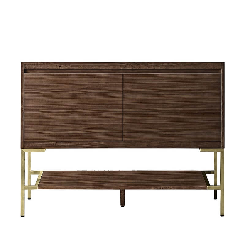 Mantova 47.3" Single Vanity in Mid Century Walnut With Champagne Brass Base Cabinet Only