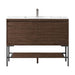 Mantova 47.3" Single Vanity in Mid Century Walnut With Matte Black Base With Glossy White Composite Stone Top