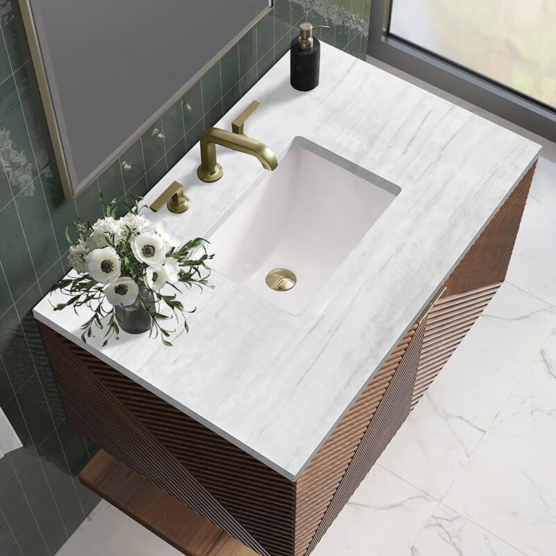 Marcello 36 Inch Single Vanity Arctic Fall Solid Surface Top