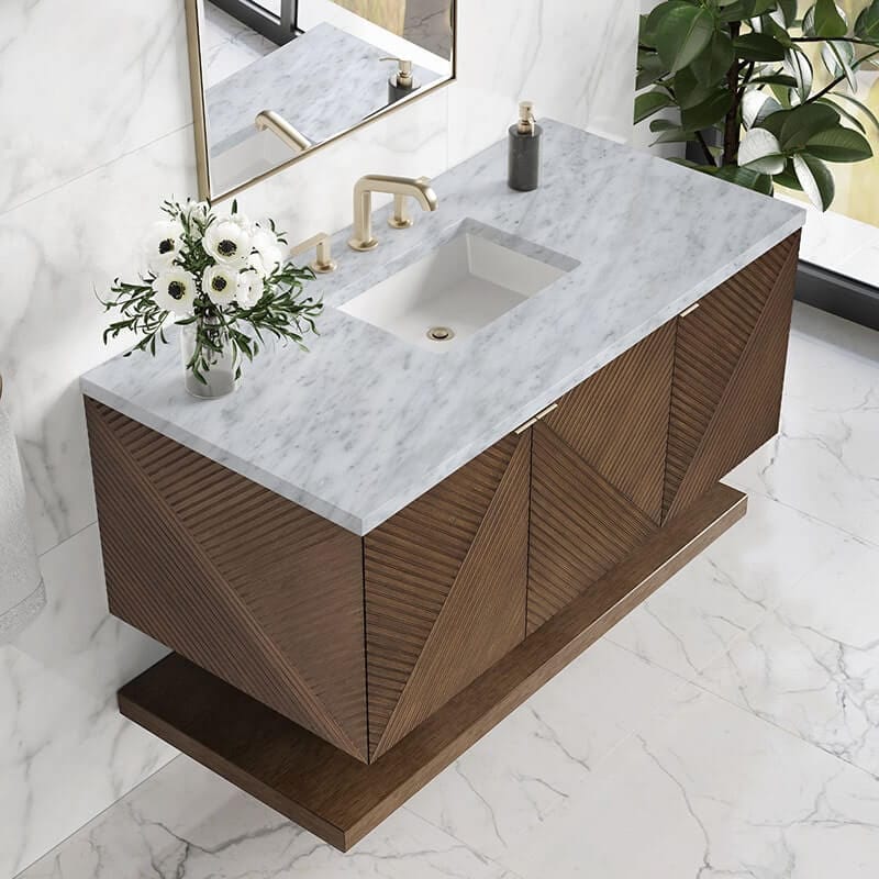Marcello 48" Single Vanity Chestnut Carrara White Marble Top