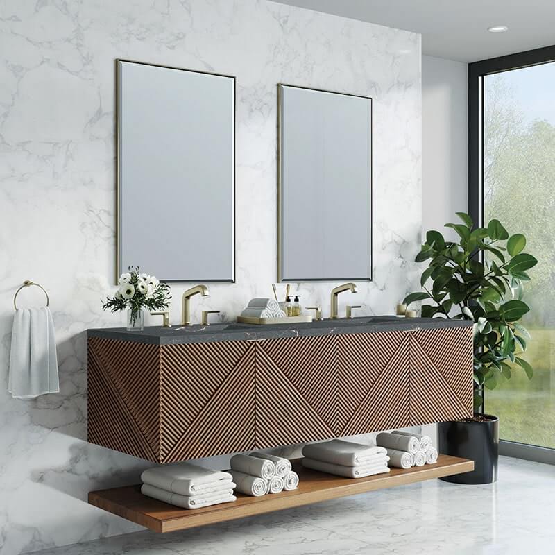 Marcello 72 Inch Single Vanity Chestnut Corner View