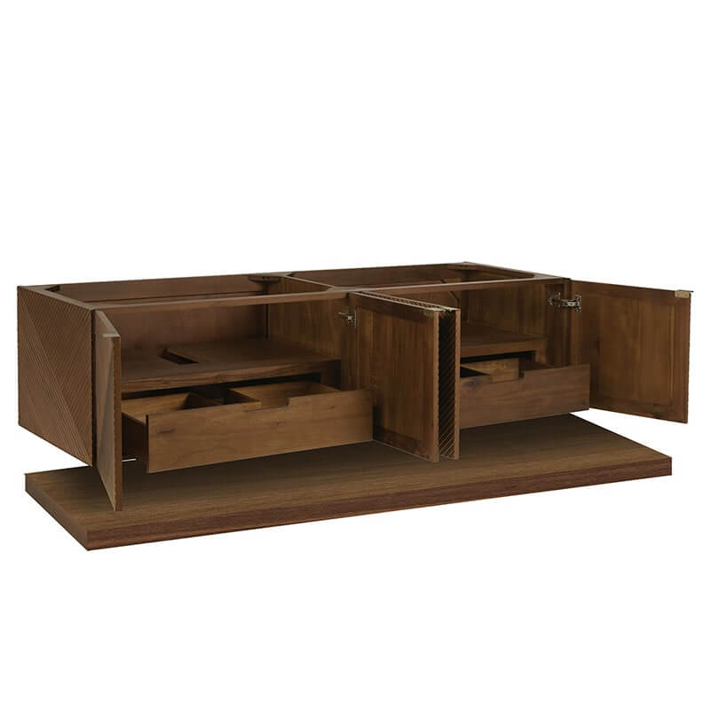 Marcello 72 Inch Single Vanity Chestnut Open Drawers