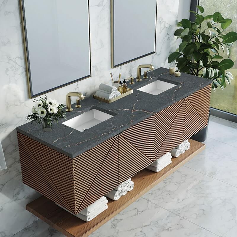 Marcello 72" Single Vanity Chestnut Parisien Bleu Silestone Top