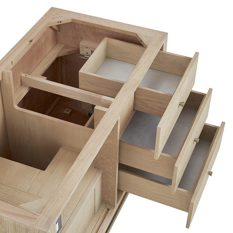 Marigot 48 Inch Single Vanity in Sunwashed Oak Top View Drawers