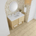 Marigot 48 Inch Single Vanity in Sunwashed Oak With Single Hole Faucet White Zeus Silestone Top Backsplash