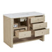 Marigot 48" Single Vanity in Sunwashed Oak Corner View Open Drawers With Countertop