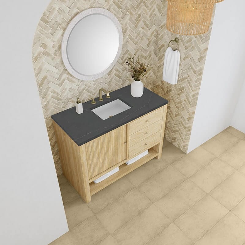 Marigot 48" Single Vanity in Sunwashed Oak With Charcoal Soapstone Silestone Top