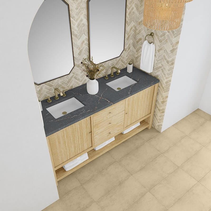 Marigot 72 Inch Double Vanity in Sunwashed Oak With Parisien Bleu Silestone Top