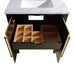 Mason 24 inch Single Sink Bathroom Vanity Black with Gold Trim in Carrara White Marble Pull-Out Drawer