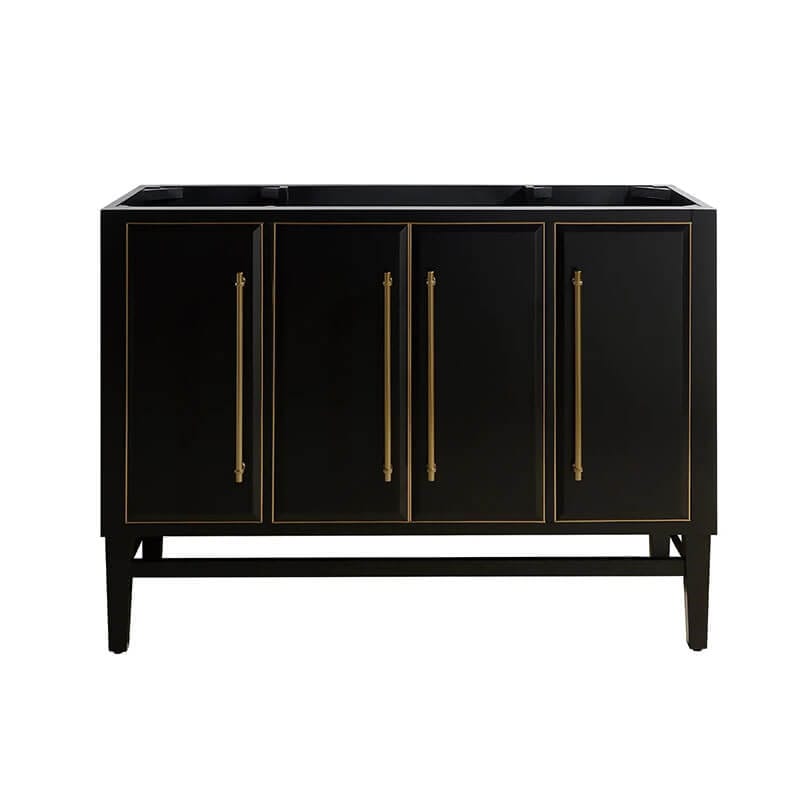 Mason 48 inch Single Sink Bathroom Vanity Black with Gold Trim Cabinet Only