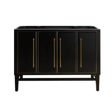 Mason 48 inch Single Sink Bathroom Vanity Black with Gold Trim Cabinet Only