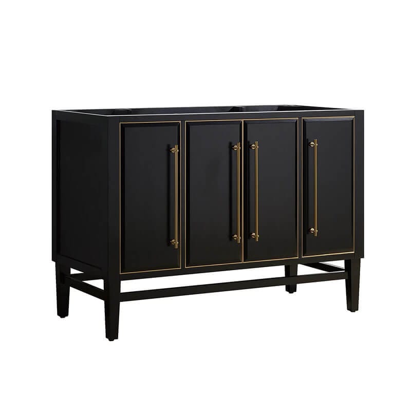 Mason 48 Single Sink Bathroom Vanity Black with Gold Trim Cabinet Only