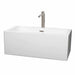Melody 60" Freestanding Acrylic White Bathtub With Brushed Nickel Trim Top Front View