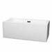 Melody 60" Freestanding Acrylic White Bathtub With Matte Black Trim No Faucet Top Front View