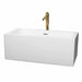Melody 60" Freestanding Acrylic White Bathtub With Polished Chrome Trim and Brushed Gold Faucet Top Front View