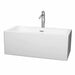 Melody 60" Freestanding Acrylic White Bathtub With Polished Chrome Trim Top Front View