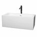 Melody 60" Freestanding Acrylic White Bathtub With Shiny White Trim and Matte Black Faucet Top Front View