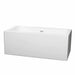 Melody 60" Freestanding Acrylic White Bathtub With Shiny White Trim No Faucet Top Front View