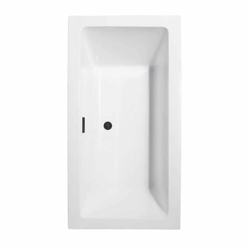 Melody 60 Inch Freestanding Acrylic White Bathtub With Matte Black Trim No Faucet Top View