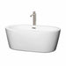 Mermaid 60" Freestanding Acrylic White Bathtub With Brushed Nickel Trim Top Front View