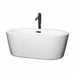 Mermaid 60" Freestanding Acrylic White Bathtub With Matte Black Trim Top Front View