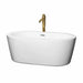 Mermaid 60" Freestanding Acrylic White Bathtub With Polished Chrome Trim and Brushed Gold Faucet Top Front View